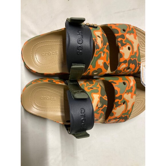 Crocs Classic Allterrain Camo Sandals Orange/Green Men Size 15 New With Tag - Picture 5 of 6
